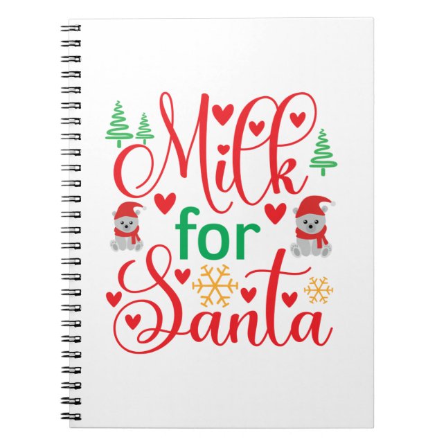 Caderno Espiral Leite Merry Xmas Para Papais noeis (Frente)