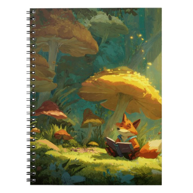 Caderno Espiral Leitura de notebook de mushroom entonado com Fox (Frente)