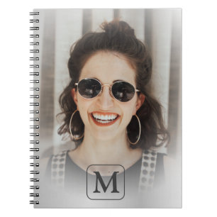 Caderno Espiral Lembrança de Foto Cinza Prata Monograma