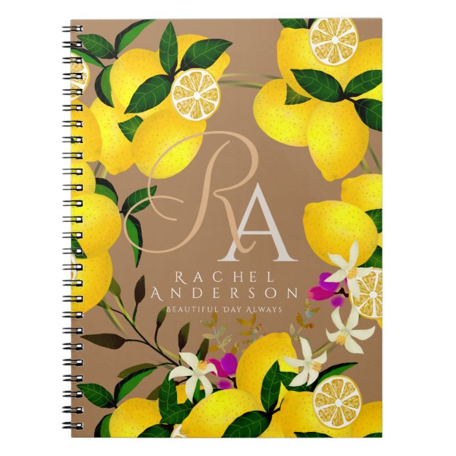 Caderno Espiral Lemon Monograma Brown (Frente)