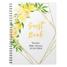 Caderno Espiral Lemons and Foliage Baby Shower Guest Book