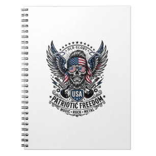 Caderno Espiral Lenço Patriótico Rocker Old Glory Música Rock Meta