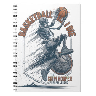 Caderno Espiral Lenda Urbana do Basquete Grim Hooper Esqueleto