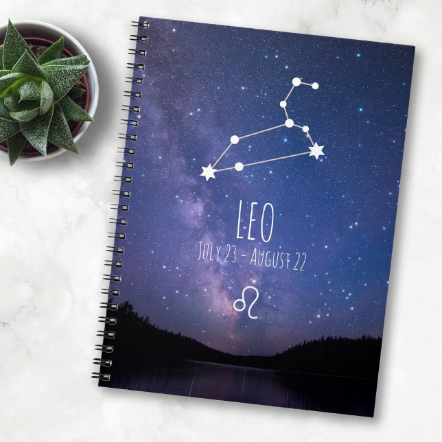 Caderno Espiral Leo | Notebook de constelação Zodiaca Personalizad (Criador carregado)