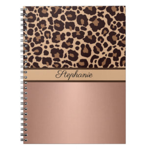 Caderno Espiral Leopard Animal Print Cheetah Rosa Dourado Trendy C