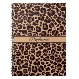 Caderno Espiral Leopard Animal Print Cheetah Rosa Dourado Trendy C