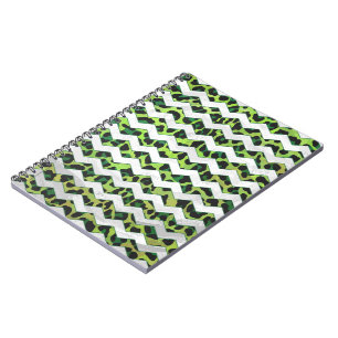 Caderno Espiral Leopard Chevron Black e Green Impressão