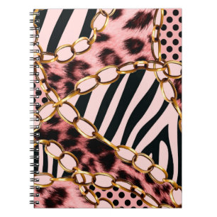 Caderno Espiral Leopard Pattern, Leopard Print, Animal print, 