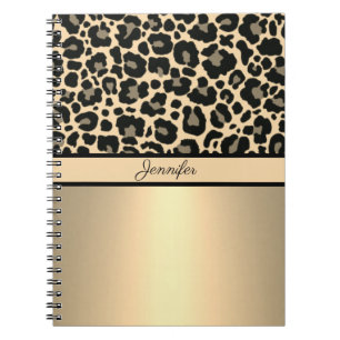 Caderno Espiral Leopard Print Animal Cheetah Dourada Trendari Safa