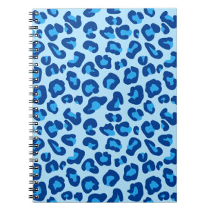 Caderno Espiral Leopard Print in Light Chambray to Dark Denim Blue