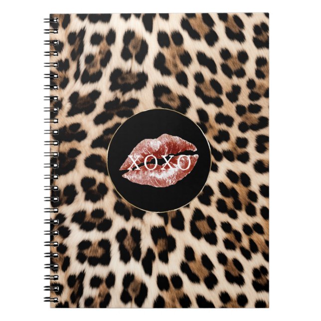 Caderno Espiral Leopard Print Red Lips XOXO (Frente)