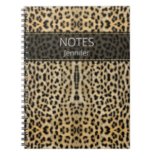Caderno Espiral Leopard Skin Print Pattern Name Personalized