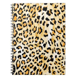 Caderno Espiral leopardo amarelo e branco desenhado à mão