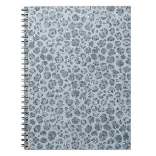 Caderno Espiral Leopardo Azul de Denim Glitter