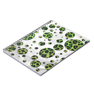 Caderno Espiral Leopardo Bolinhas preto e verde