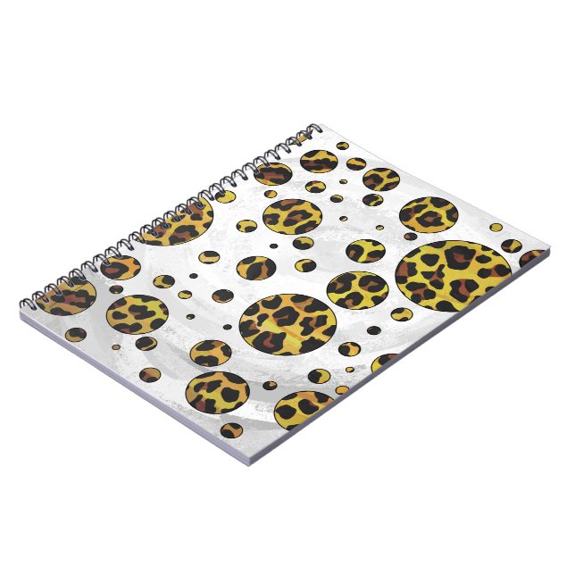 Caderno Espiral Leopardo Castanho e Bolinhas Amarela (Left Side)