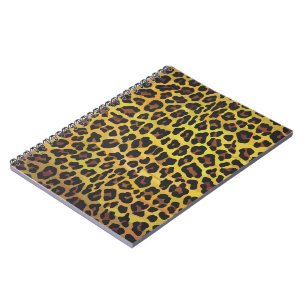 Caderno Espiral Leopardo Castanho e Impressão Amarelo