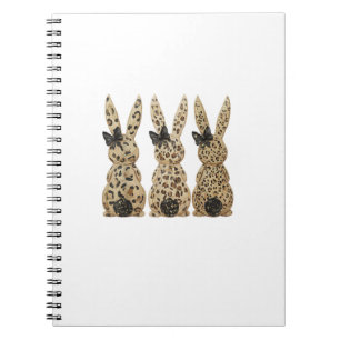 Caderno Espiral Leopardo Coelho Fofo Laço Divertido Dia de Páscoa 