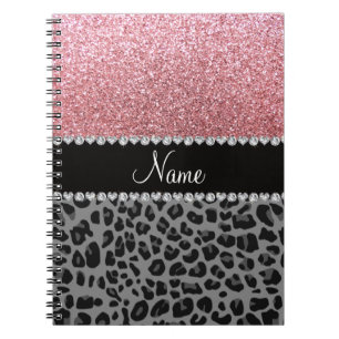Caderno Espiral Leopardo conhecido do preto do brilho do rosa