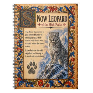 Caderno Espiral Leopardo-das-neves, Arte do Bestiário Medieval