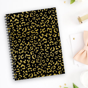 Caderno Espiral Leopardo Dourado, Brilhante Dourada, Padrão-Leopar