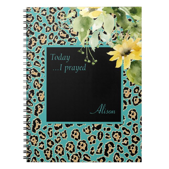 Caderno Espiral Leopardo e Diário de oração personalizada de giras (Frente)