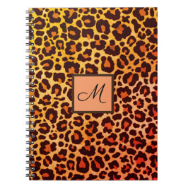 Caderno Espiral Leopardo Imprime Animal Cheetah orange Monograma