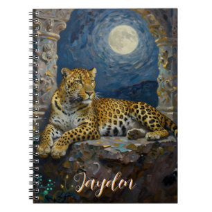 Caderno Espiral Leopardo Majestoso na Saliência do Penhasco Person