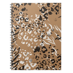 Caderno Espiral Leopardo moderno: padrão natural selvagem.