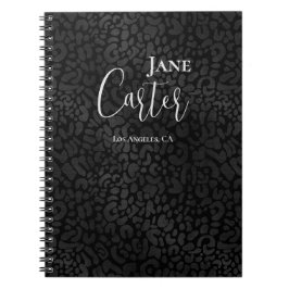 Caderno Espiral Leopardo Negro Moderno