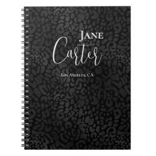 Caderno Espiral Leopardo Negro Moderno
