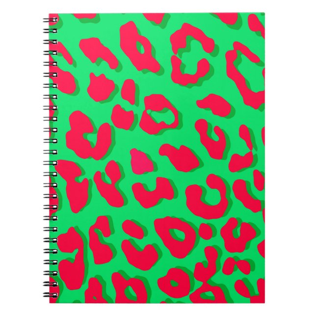 Caderno Espiral Leopardo - Vermelho Verde (Frente)