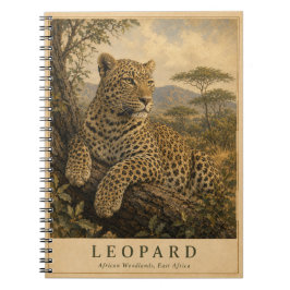 Caderno Espiral Leopardo Woodlands da África Oriental VINTAGE