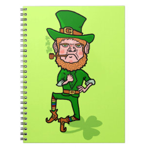 Caderno Espiral Leprechaun irlandês afortunado irritado engraçad