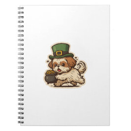 Caderno Espiral Leprechaun Shih Tzu Dia de São Patrício