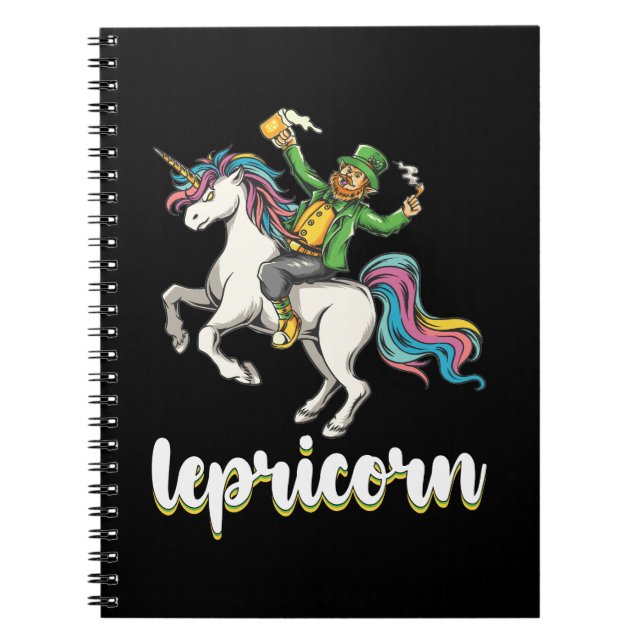 Caderno Espiral Lepricorn Leprechaun Dia de São Patrício Unicorn (Frente)