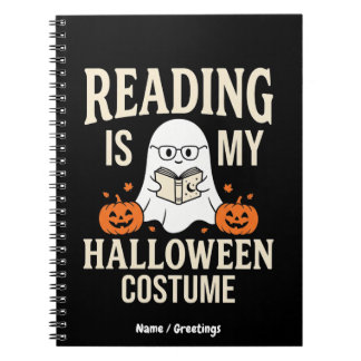 Caderno Espiral Ler É Meu Traje de Halloween Livro Fantasma Fofo