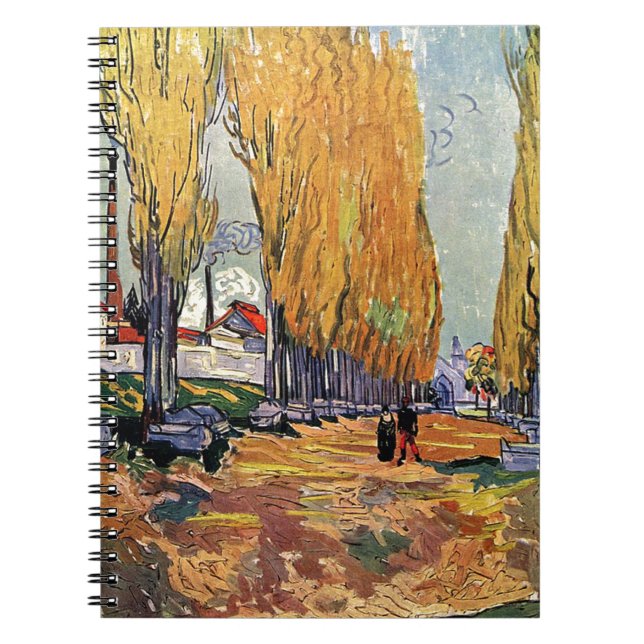 Caderno Espiral Les Alyscamps por Van Gogh. Paisagem do outono (Frente)