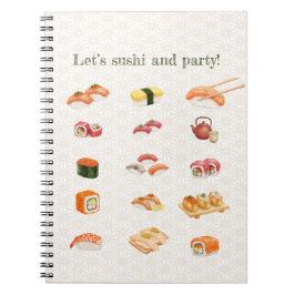 Caderno Espiral Let’s sushi and party! 