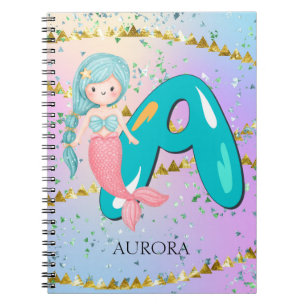 Caderno Espiral Letra A Monograma Mola Aquarela Enfermeiro Sereia