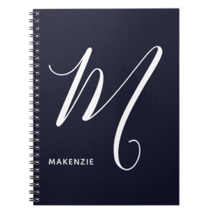 Caderno Espiral Letra com Script Simples M Marinho Azul