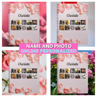 Caderno Espiral Letra Floral Melhor Colagem Fotográfica da Mãe