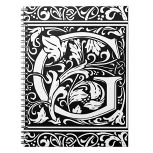 Caderno Espiral Letra G Monograma Medieval Arte Nova