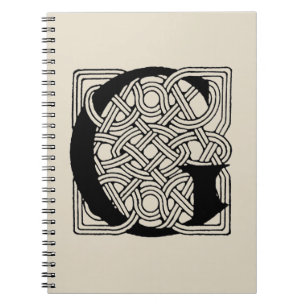 Caderno Espiral Letra G Vintage Celtic Knot Monograma
