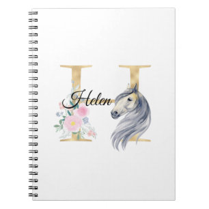 Caderno Espiral Letra H personalizada com monograma de nome e cava