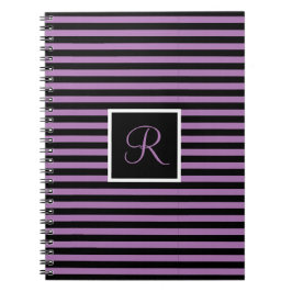 Caderno Espiral Letra inicial alfabética fixa em roxo e preto