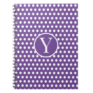 Caderno Espiral Letra inicial Classic Chic Bolinhas Purple