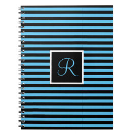 Caderno Espiral Letra inicial fixa personalizada azul e preto