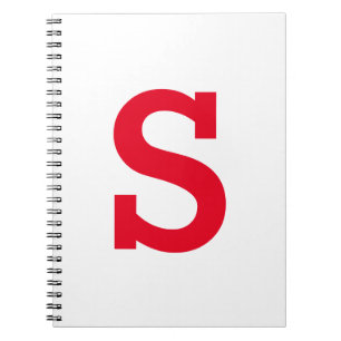 Caderno Espiral Letra inicial mínima moderna e simples, vermelha