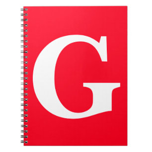 Caderno Espiral Letra Inicial Monograma Vermelho Branco Simples